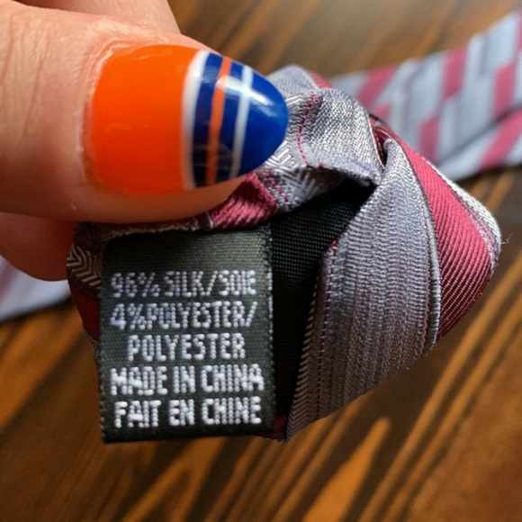 Calvin Klein Grey/Silver & Red Striped Tie - Picture 6 of 8